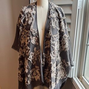 Lucky Brand Charcoal Floral Cape